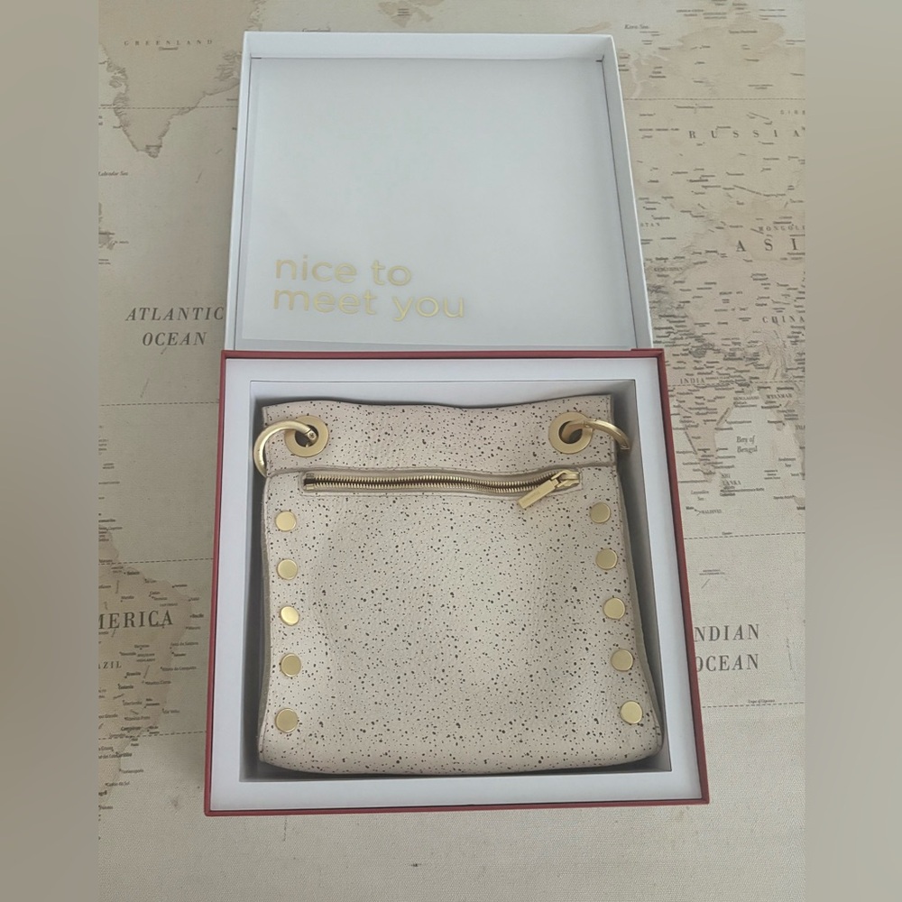 Hammitt Speckled Cream Leather Crossbody with Gold Hardware - Picture 4 of 16